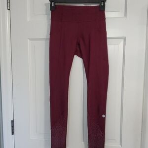 Lululemon Tight Stuff Tight W/pockets 25in Deep Ruby Sz 2 Leggings
